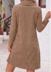 Tummy Coverage Dark Camel Short Long Sleeve Dress