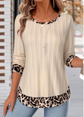 Leopard Fake 2in1 Skin Color Long Sleeve T Shirt