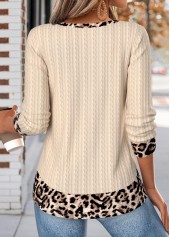 Leopard Fake 2in1 Skin Color Long Sleeve T Shirt