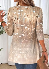Ombre Light Coffee Long Sleeve Fake Two Piece Twinset