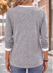 Fake 2in1 Light Grey Marl Long Sleeve T Shirt