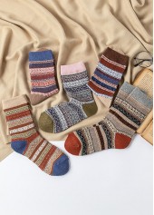 Mid Calf Chevron Print Multi Color Socks