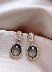 Dusty Blue Oval Design Alloy Earring