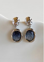 Dusty Blue Oval Design Alloy Earring