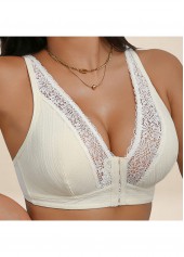 Light Yellow V Neck Detail Bra