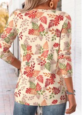Leaf Print Tummy Coverage Green T Shirt