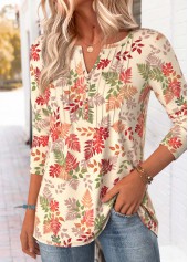 Leaf Print Tummy Coverage Green T Shirt