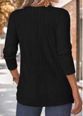 Floral Print Patchwork Black Long Sleeve T Shirt