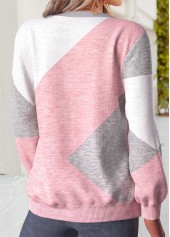 Geometric Print Tummy Coverage Multi Color Long Sleeve Sweatshirt
