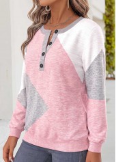 Geometric Print Tummy Coverage Multi Color Long Sleeve Sweatshirt