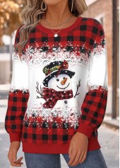 Christmas Tummy Coverage Red Long Sleeve Round Neck Sweatshirt