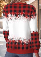 Christmas Tummy Coverage Red Long Sleeve Round Neck Sweatshirt