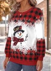 Christmas Tummy Coverage Red Long Sleeve Round Neck Sweatshirt