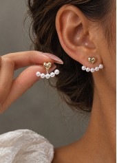 White Heart Design Alloy Pearl Earring
