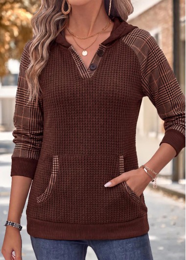 Kangaroo Pocket Dark Coffee Long Sleeve Hoodie
