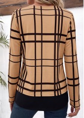 Plaid Layered Light Coffee Fake Two Piece Twinset