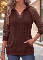 Kangaroo Pocket Dark Coffee Long Sleeve Hoodie