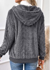 Tummy Coverage Dark Grey Long Sleeve Hooded Coat