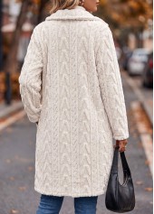 Tummy Coverage Beige Long Sleeve Lapel Coat