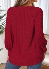Lace Up Deep Red Long Sleeve T Shirt