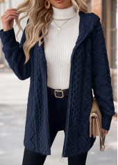 Tummy Coverage Navy Long Sleeve Hooded Coat