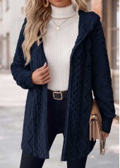 Tummy Coverage Navy Long Sleeve Hooded Coat