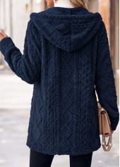 Tummy Coverage Navy Long Sleeve Hooded Coat