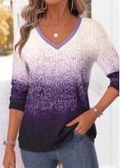 Ombre Tummy Coverage Purple Long Sleeve T Shirt