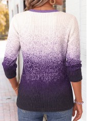 Ombre Tummy Coverage Purple Long Sleeve T Shirt