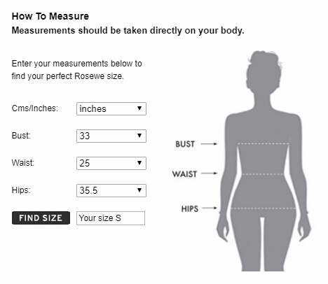 Rosewe Size Chart